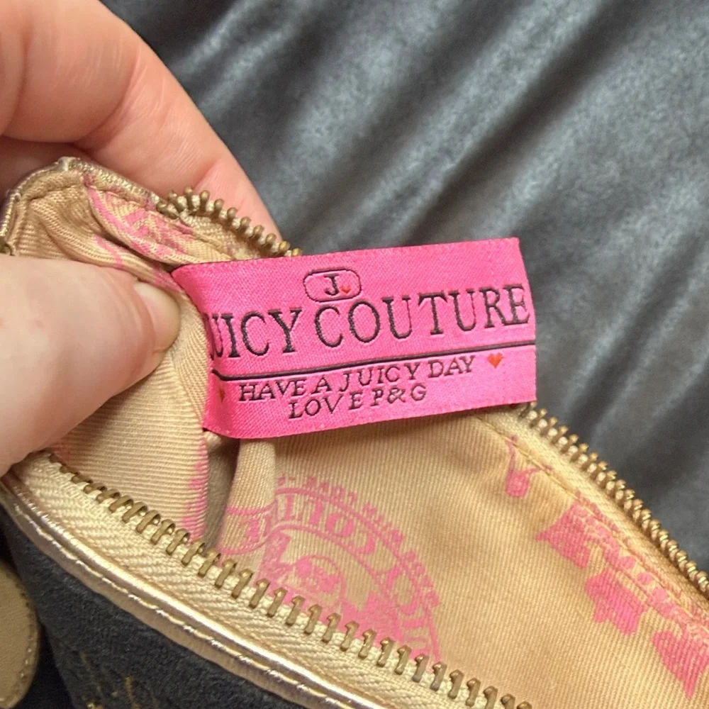 Juicy Couture Black and Gold 'Preppy Royalty' Wristlet Clutch